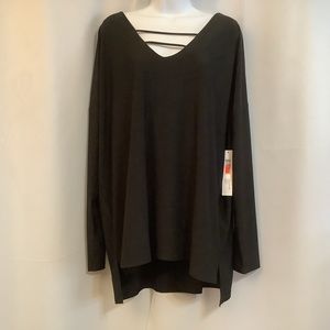 Tribal Tunic Women’s Size XXL Long Sleeve Loose Fit Side Slits Black